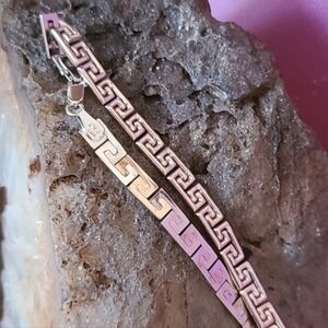 Beautiful Solid 14k White Gold Greek Key Bracelet